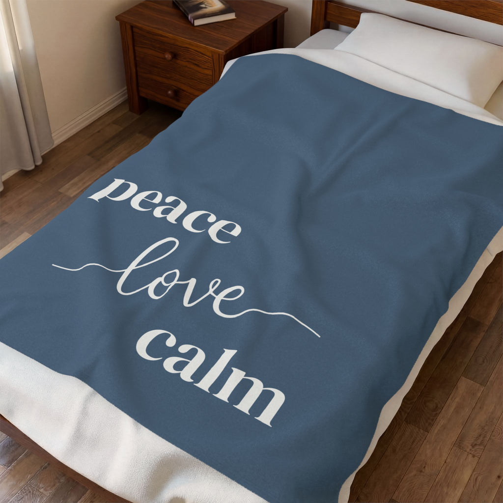 Throw Blanket - Peace Love Calm - Blue Fusion