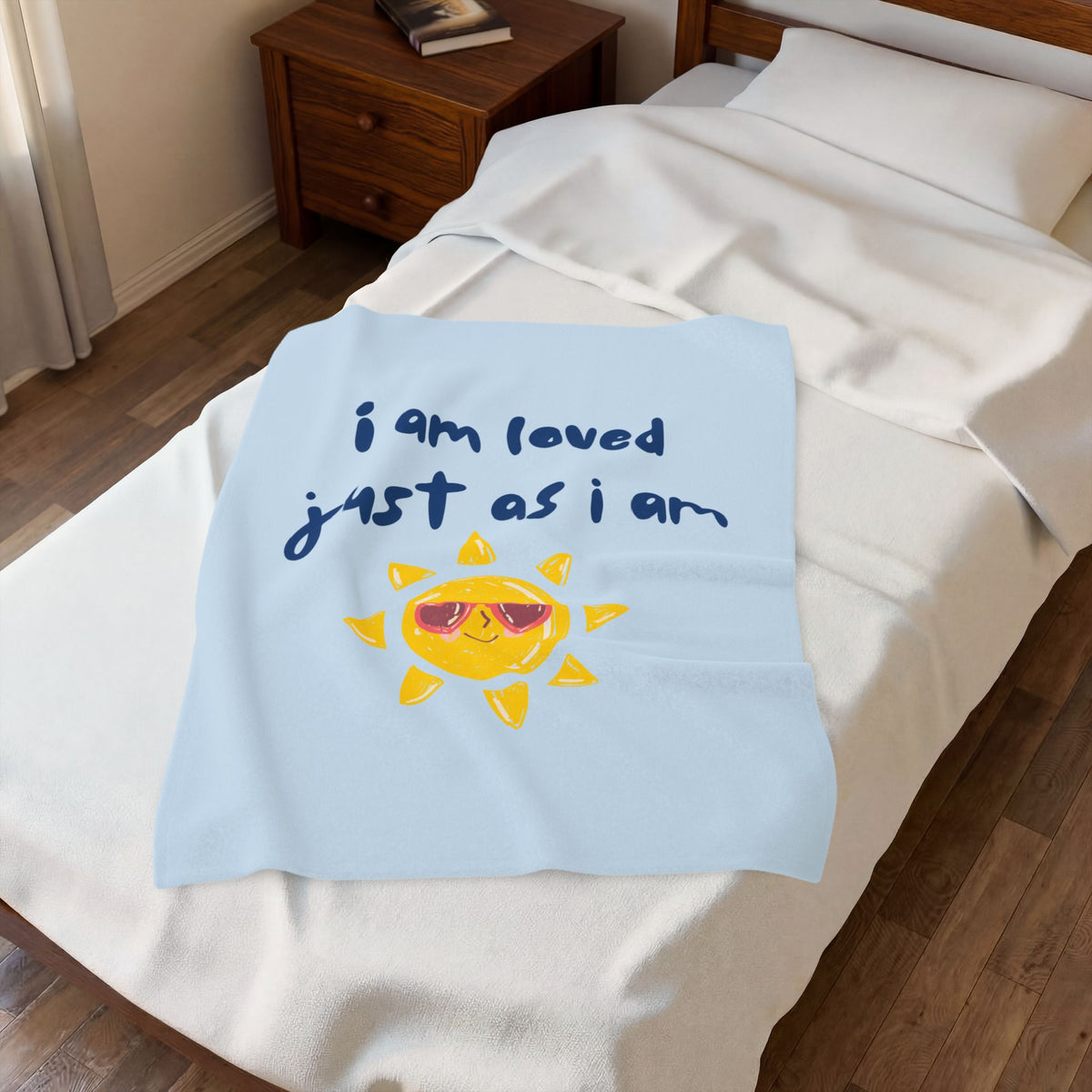 Kids Throw Blanket - I am Loved - Blue