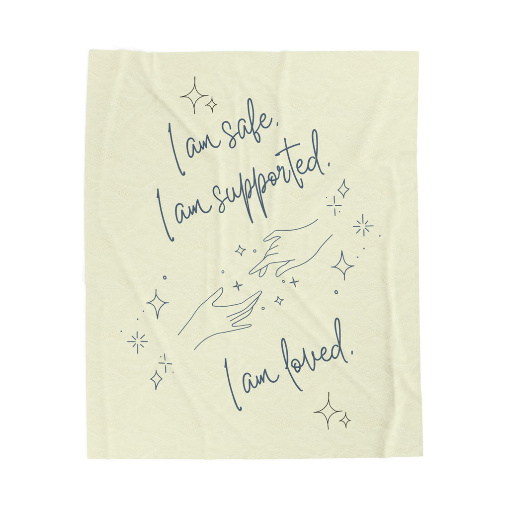 Throw Blanket - Safe Supported Loved - Lemon Icing