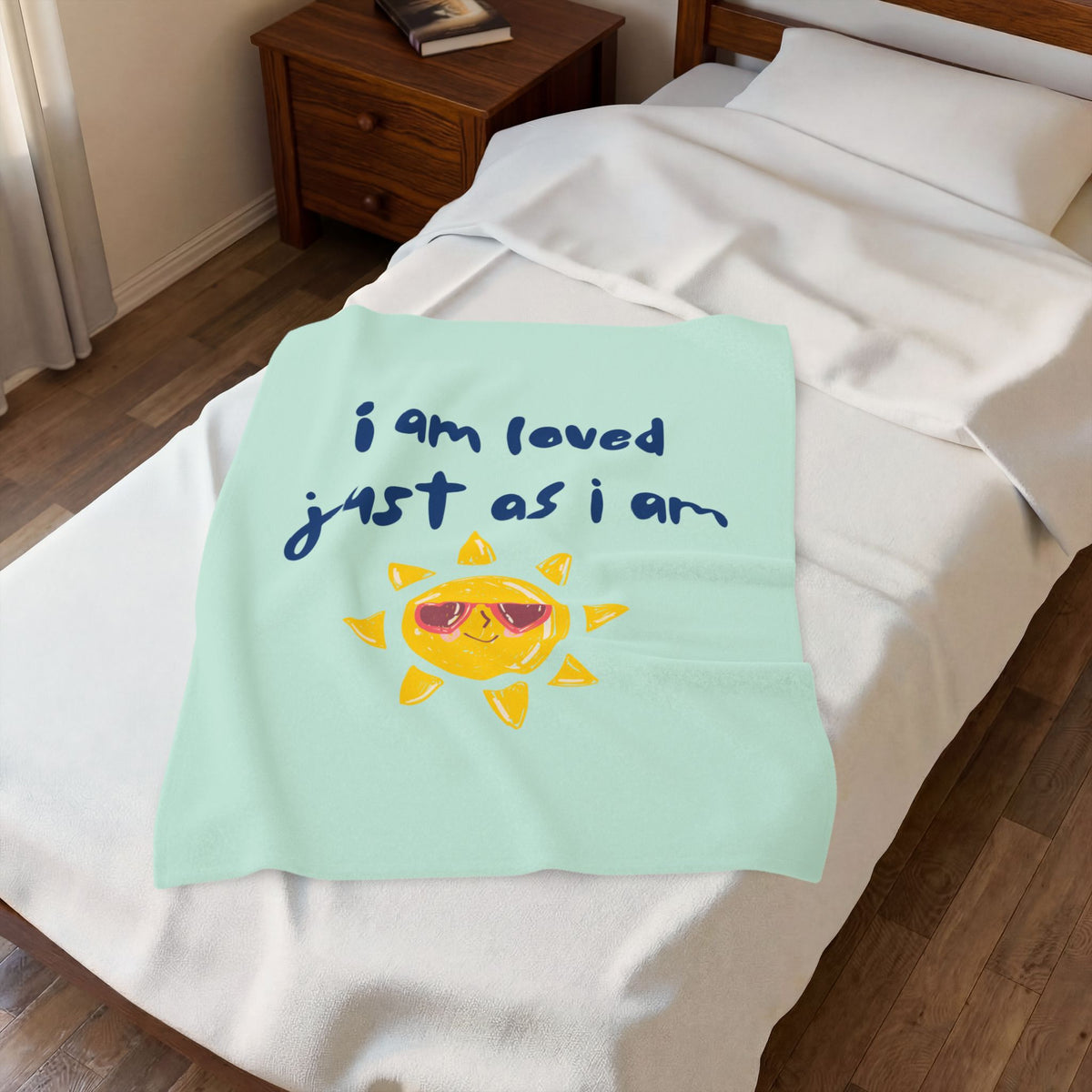 Kids Throw Blanket - I am Loved - Mint
