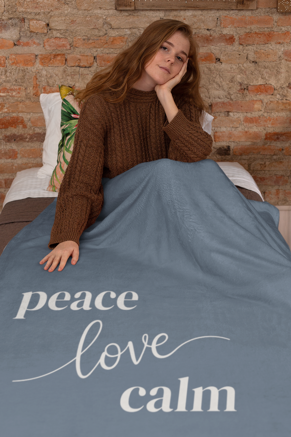 Throw Blanket - Peace Love Calm - Blue Fusion