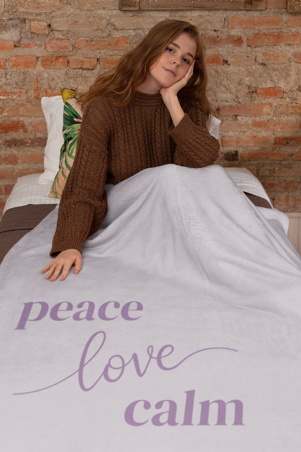 Throw Blanket - Peace Love Calm - Orchid Tint