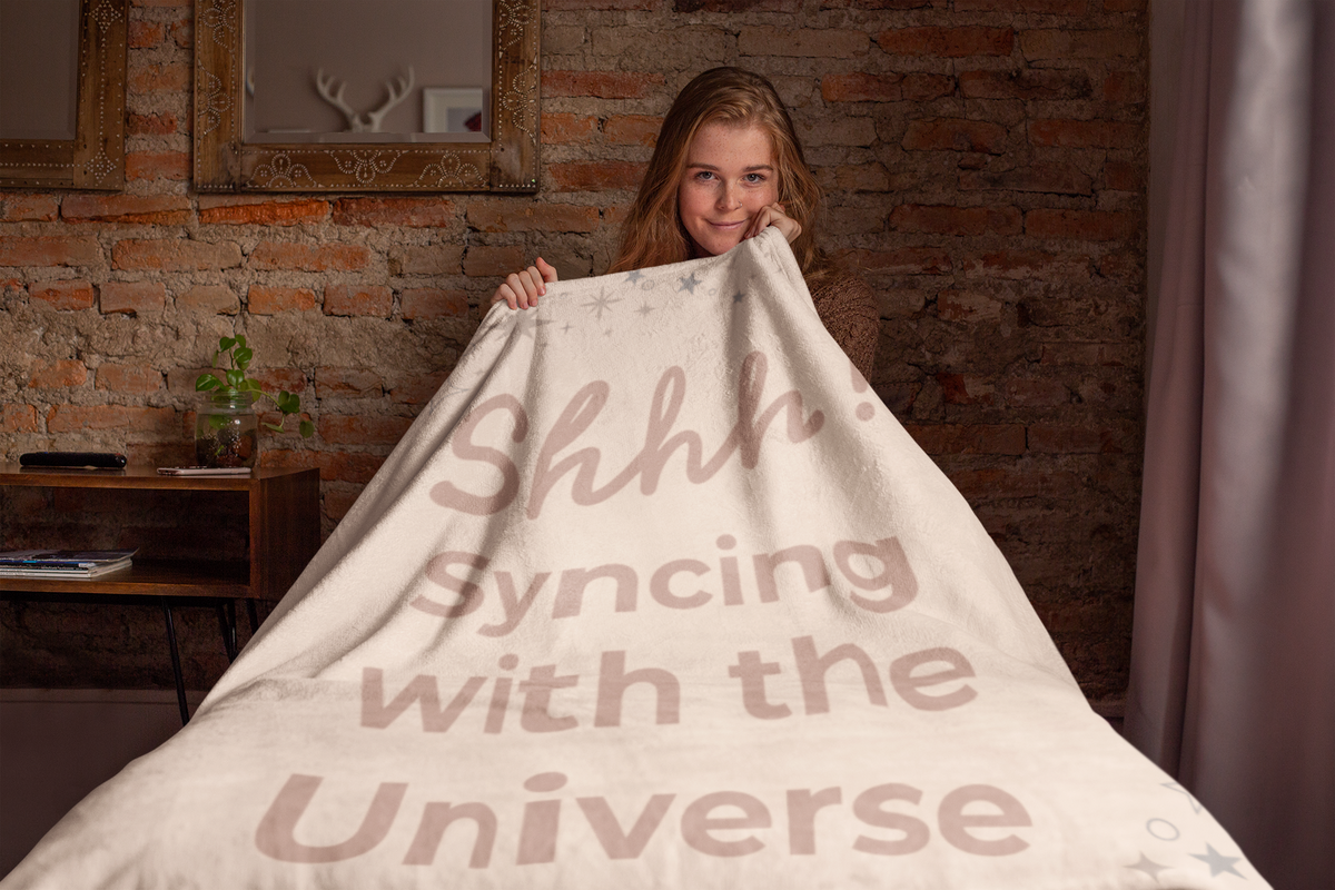 Throw Blanket - Syncing with the Universe - Creamy Peach