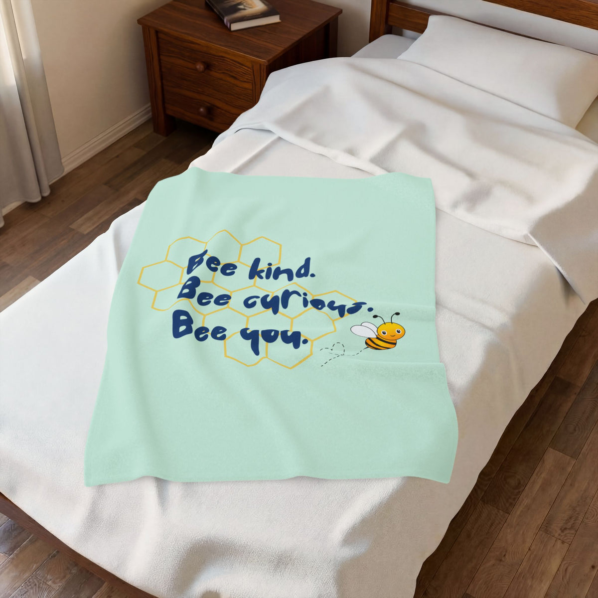 Kids Throw Blanket - Bee You - Mint