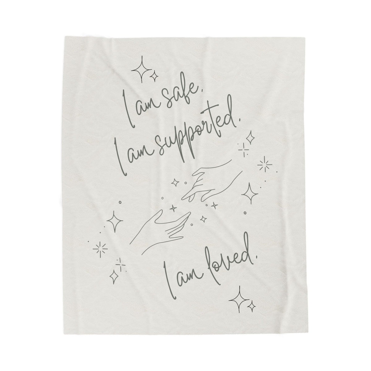 Throw Blanket - Safe Supported Loved - Cloud Dancer
