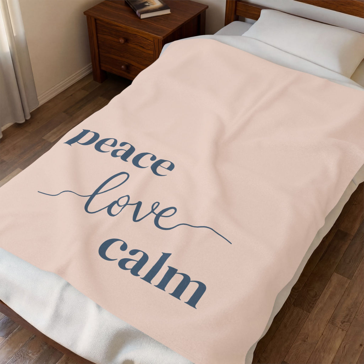 Throw Blanket - Peace Love Calm - Peach Dust